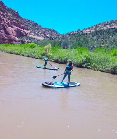 Paddle group with flume in the background